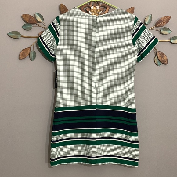 Lulus Green White Check Short Sleeve Shift Dress Size Small NWT - Picture 5 of 8